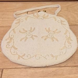 White beaded evening bag